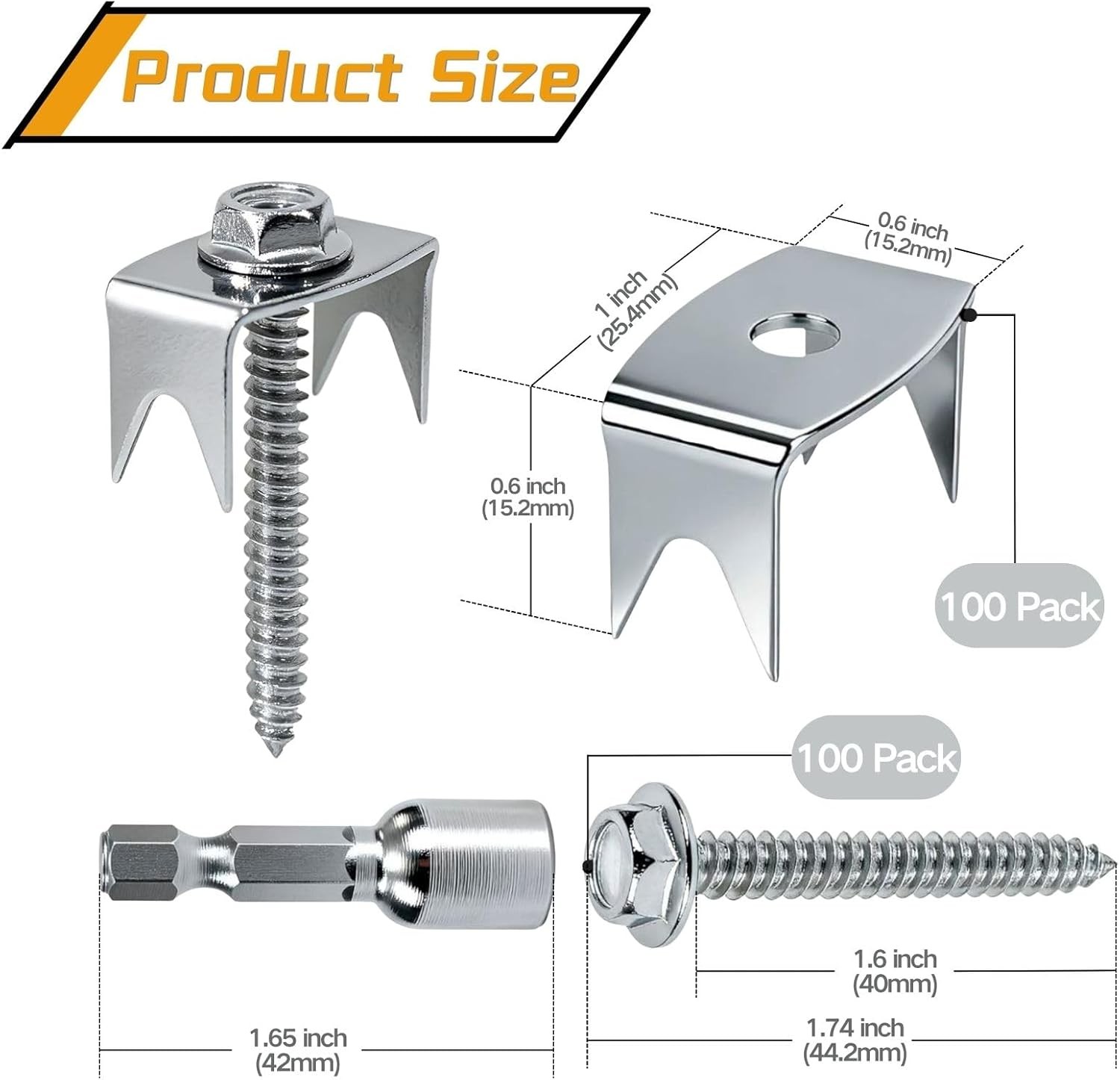 100 Pcs Fence Staples for Wire Fencing, 1.6 Inch Galvanized Steel Fasteners with