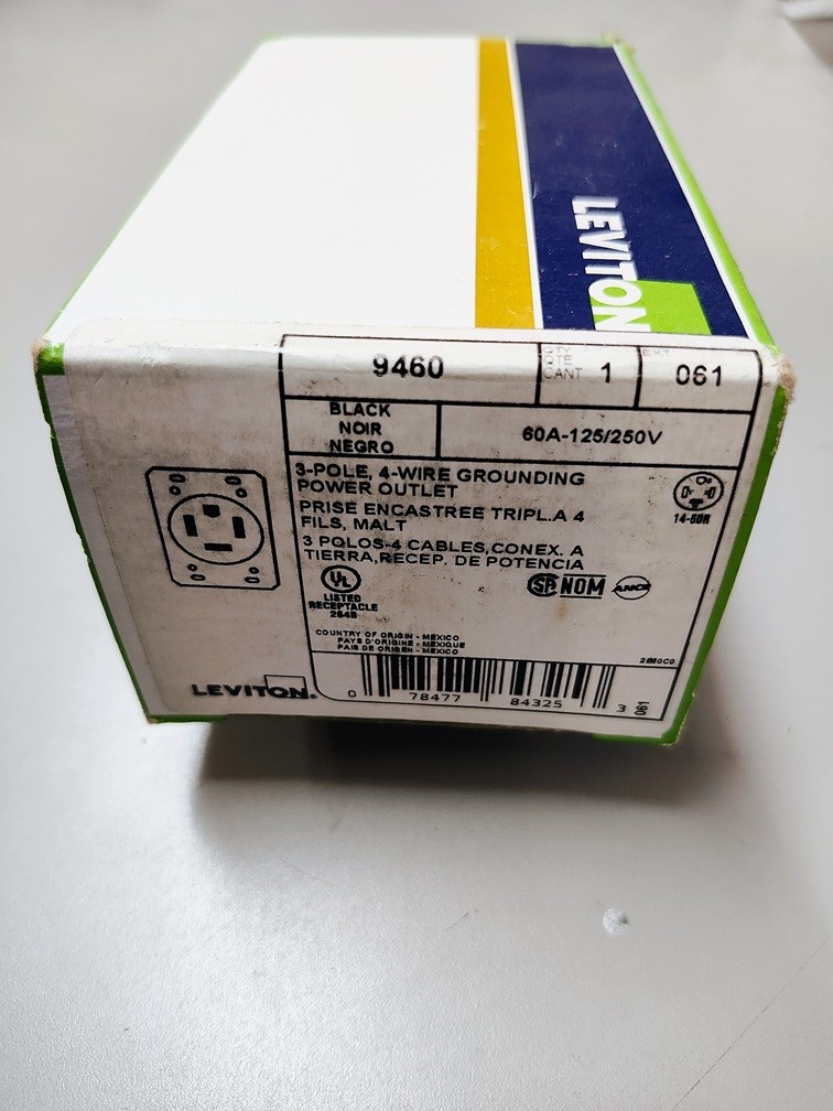 NEW Leviton 9460 60 Amp Flush Mount Receptacle, 125/250V, 14-60R, 3P4W