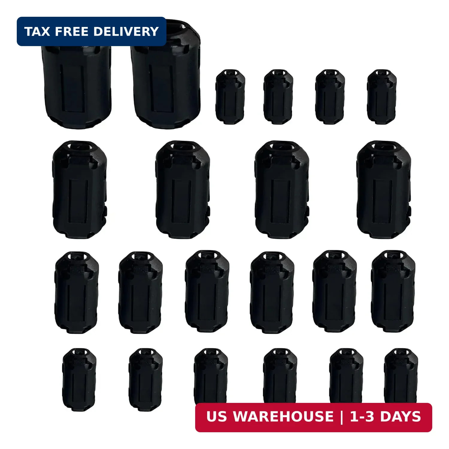 Ferrite Core Cable Clips Set, 22 Pieces, 3.5-13mm Diameter, EMI RFI Noise Suppre