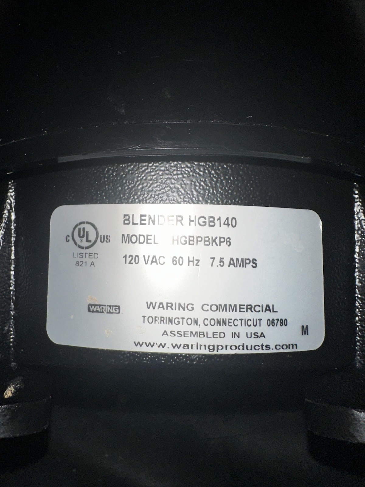 waring commercial blender Model HGBPBKP6