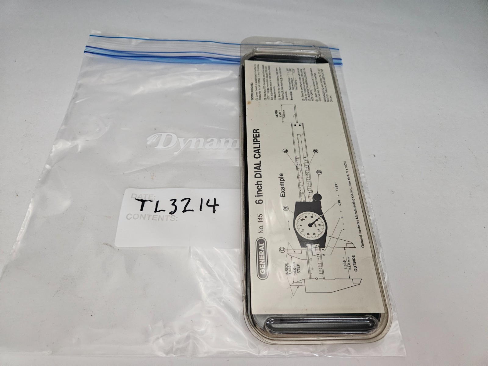 GENERAL #145 6″ DIAL CALIPER .001″ MADE IN SWITZERLAND (TL3214)