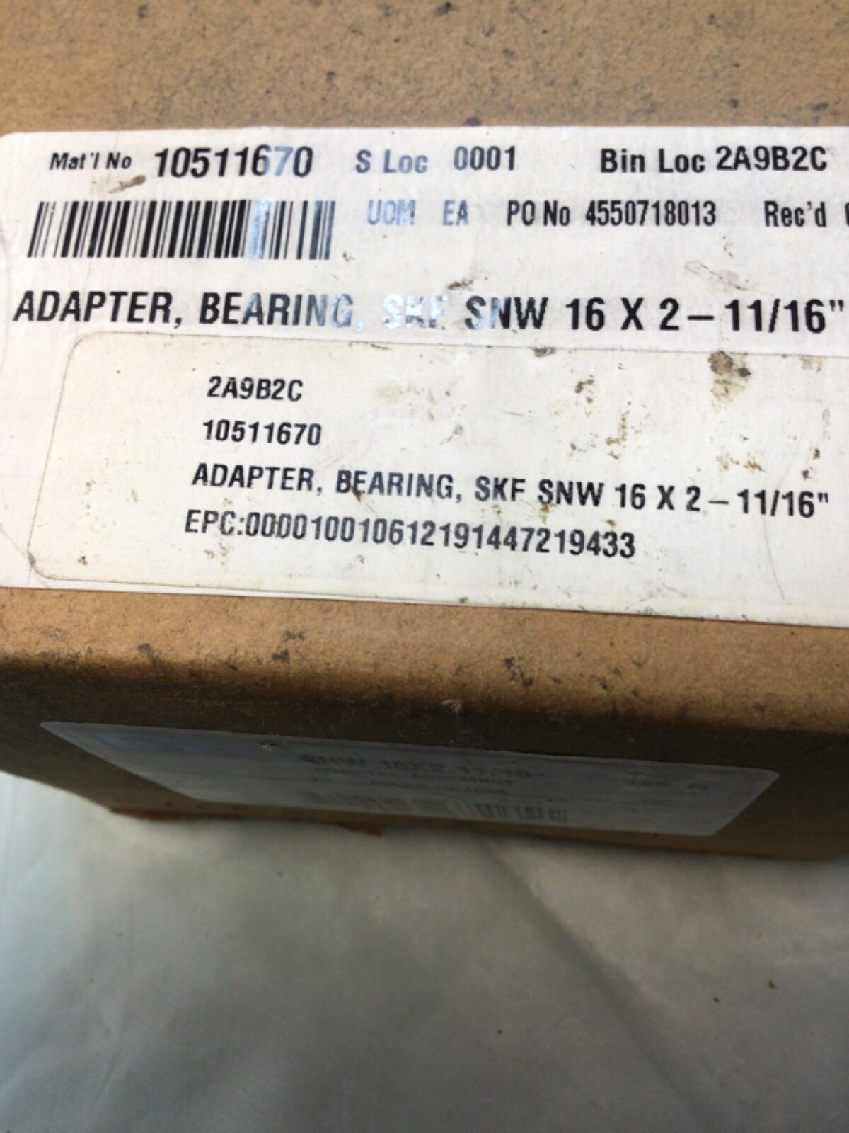SKF SNW 16×2.11/16 Adapter Sleeve Assembly New In Box Made in USA