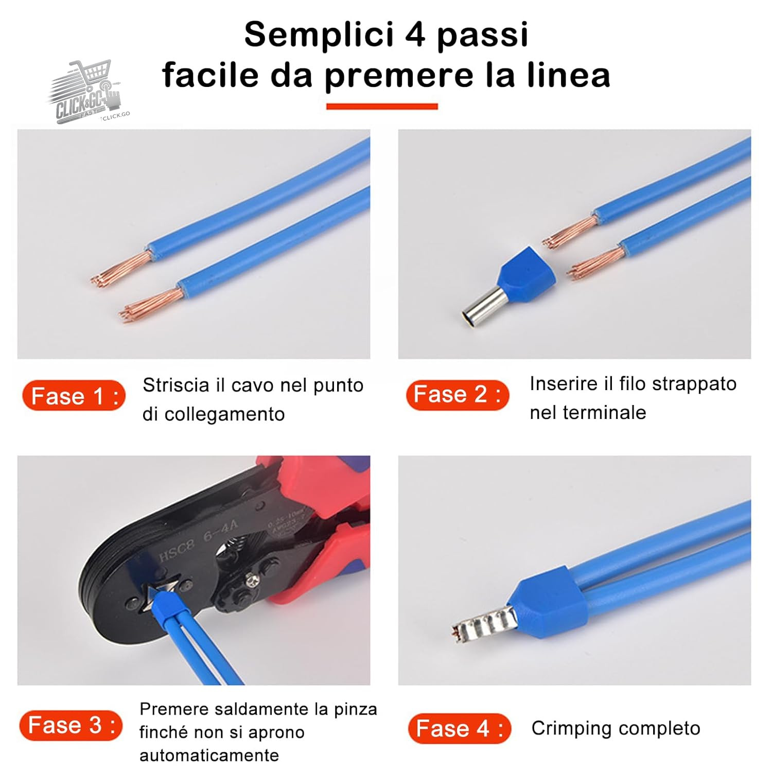 115 Electric Capicorda 2x1mm² White Insulated Cable Terminals Crimp Tubular