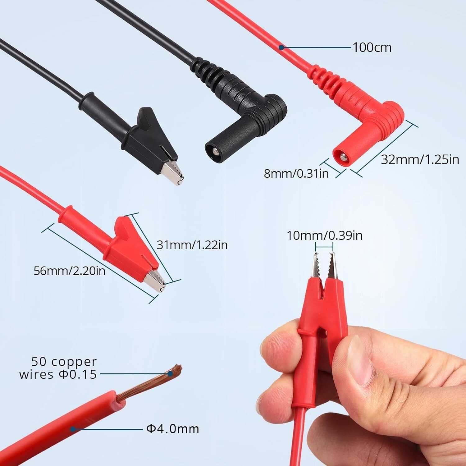 Alligator Clips Electrical 69381 Multimeter Test Leads with Alligator Clips