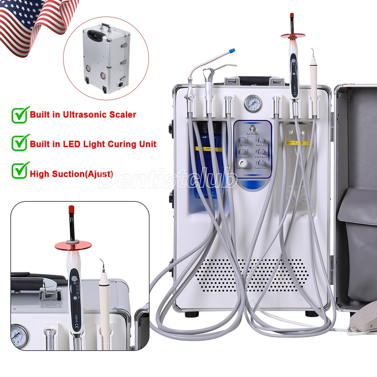 Dental Mobile Medical Cart Cabinet 5 Drawers Instrument Stand Lab Overbed Table