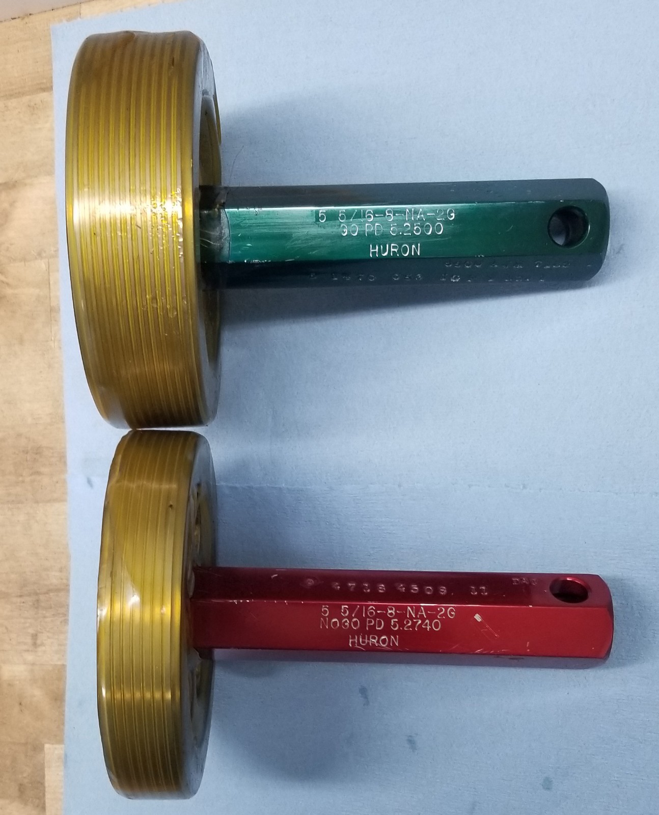 Huron 5-5/16-8-NA-2G Thread Plug Gages GO & NO-GO PD:5.2500 PD:5.2740 DC-10