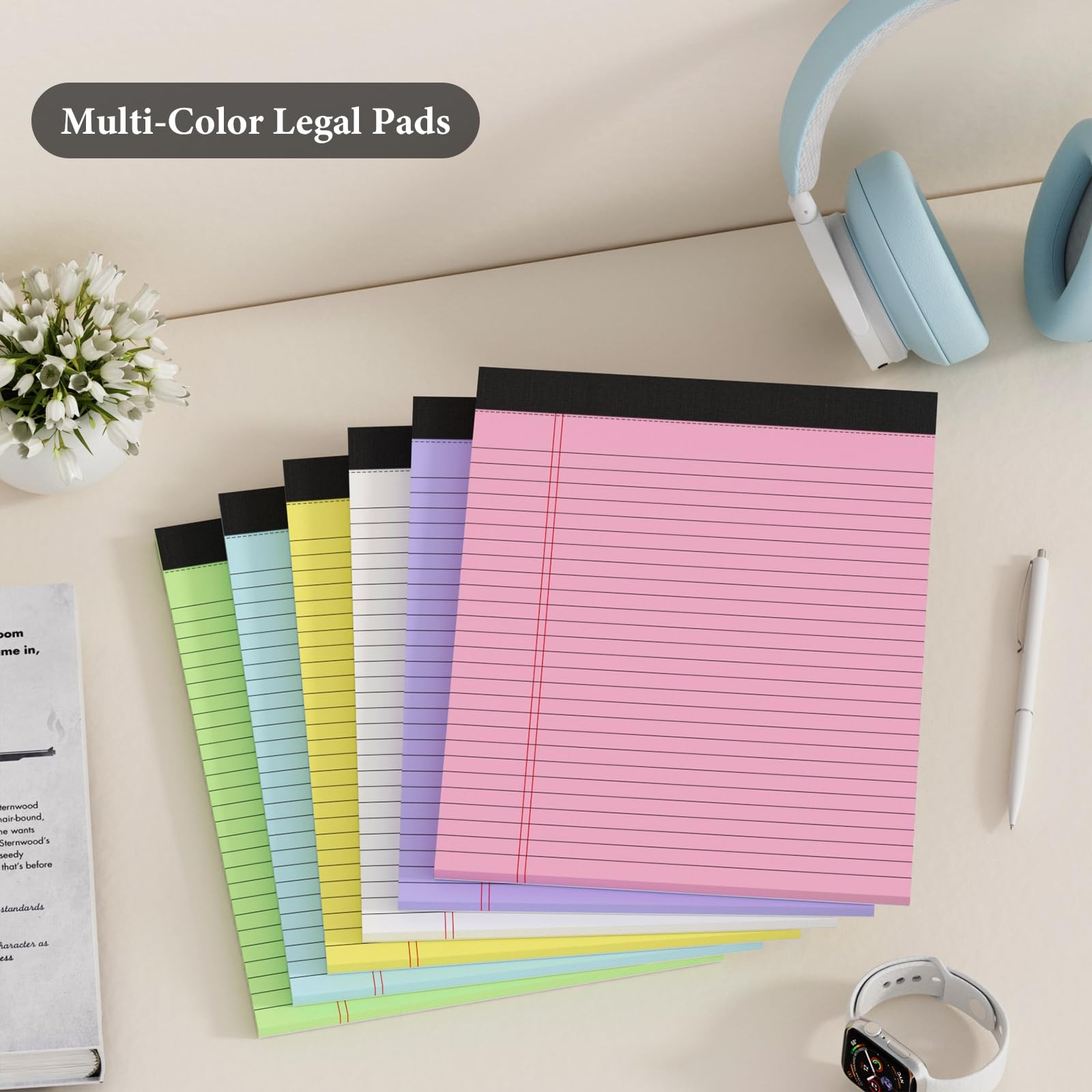 Nichela 6 Pack Legal Pads 8.5 x 11 Colored x 11 In, Multi-Color – 6