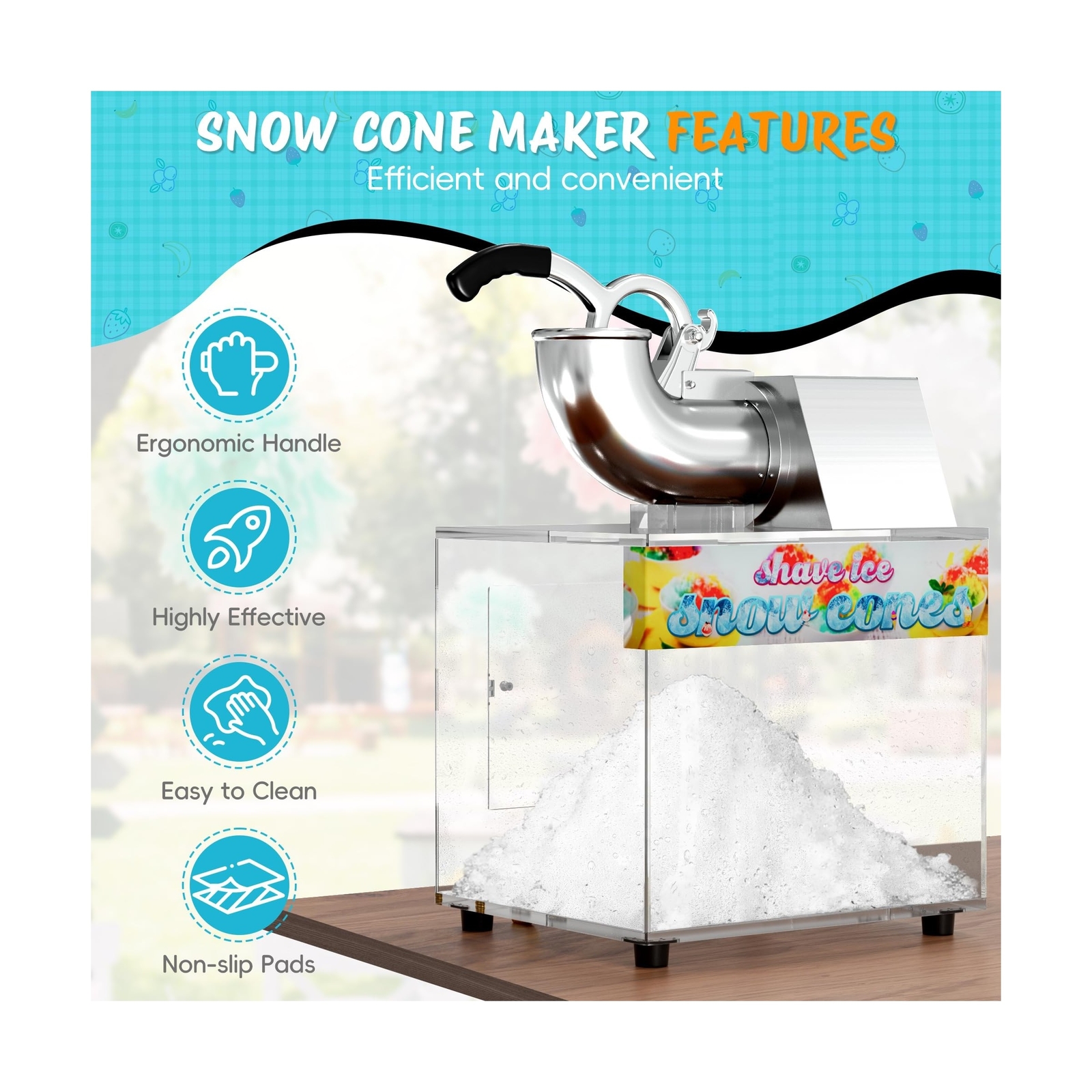 48L Snow Cone Machine, 500LB/H Commercial Shaved Ice Machine for Snow Cones, …