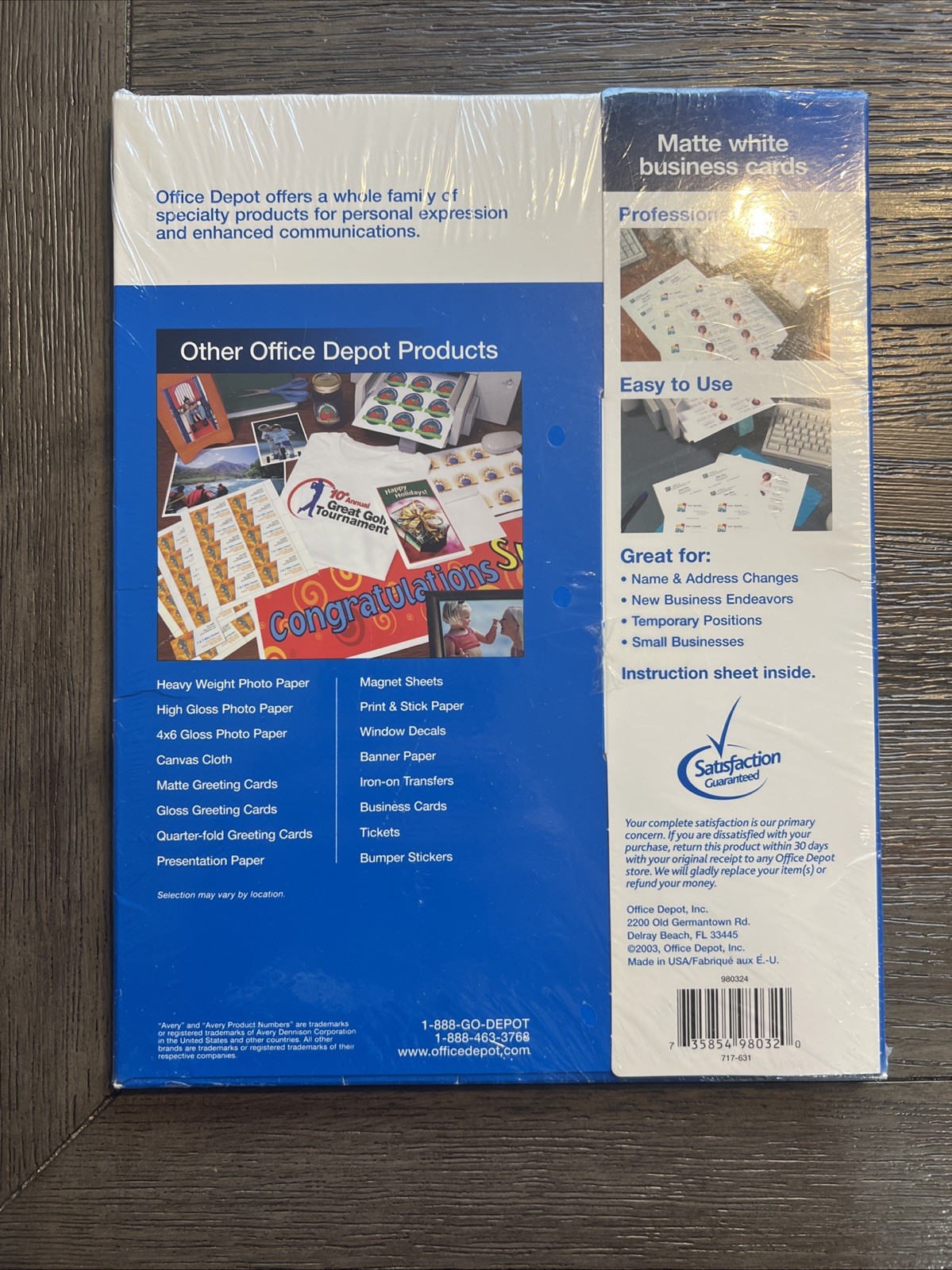 Office Depot Premium Matte White Buisnes Cards 2″x 3 1/2″ 300 Cards ** Sealed**