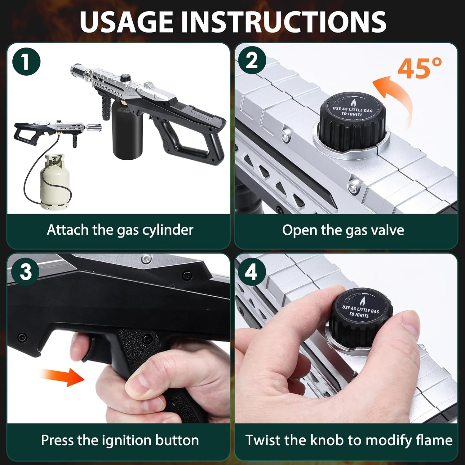 Muphop Powerful Propane Torch Gun, Flamethrower Gun with Adjustable Flame, Bl…