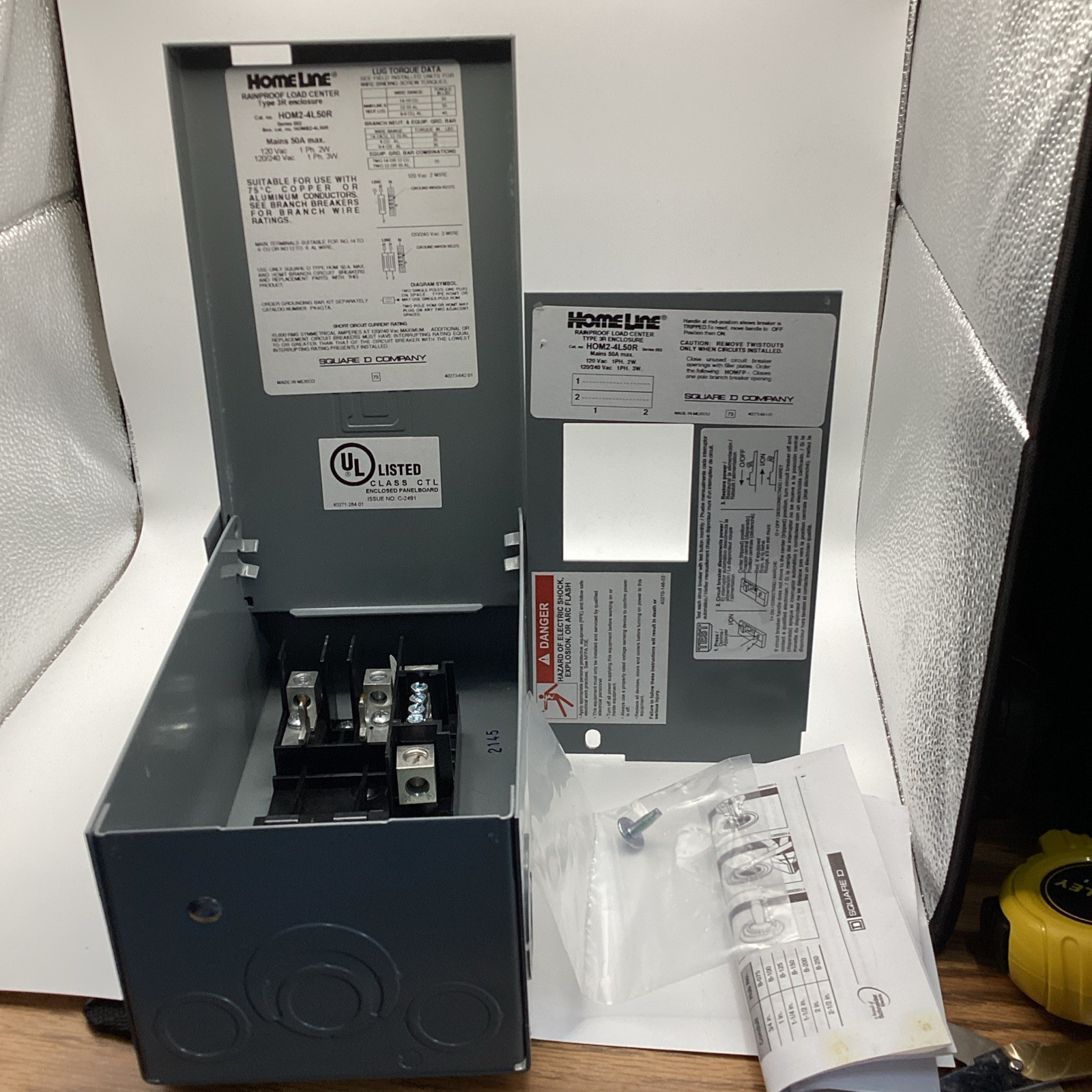 Square D HOME250SPA Homeline 50A Enclosed Main Breaker NEW NO BREAKER