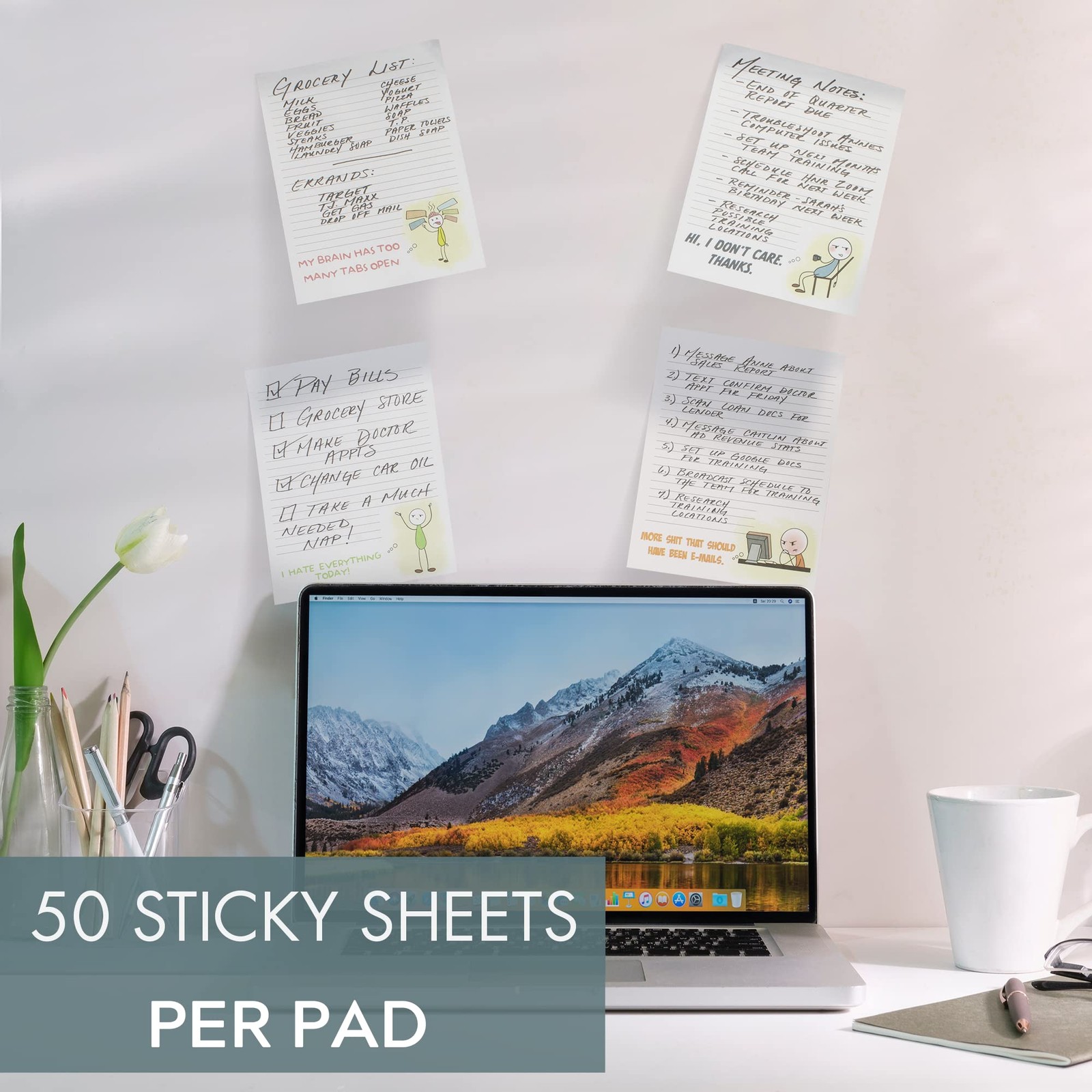 Funny Office Notepads 4.25 x 5.5 Inch White Hilarious Gift