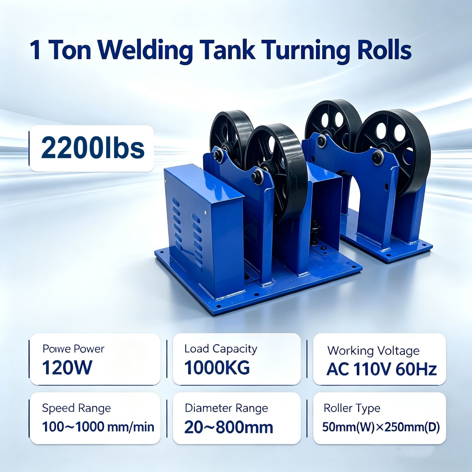 1T/ 2200lb Welding Tank Turning Roller Welding Positioner Iron wheel for TIG