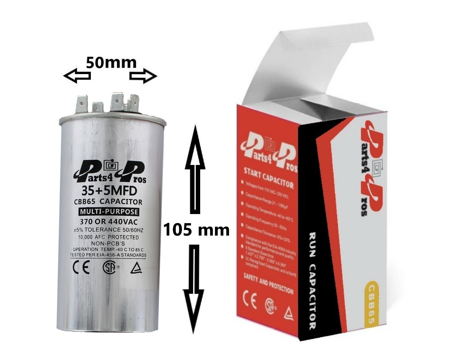 35+5 35/5 uF MFD 370-440 V AC (10x) High Quality Dual Run Capacitor CBB65-R