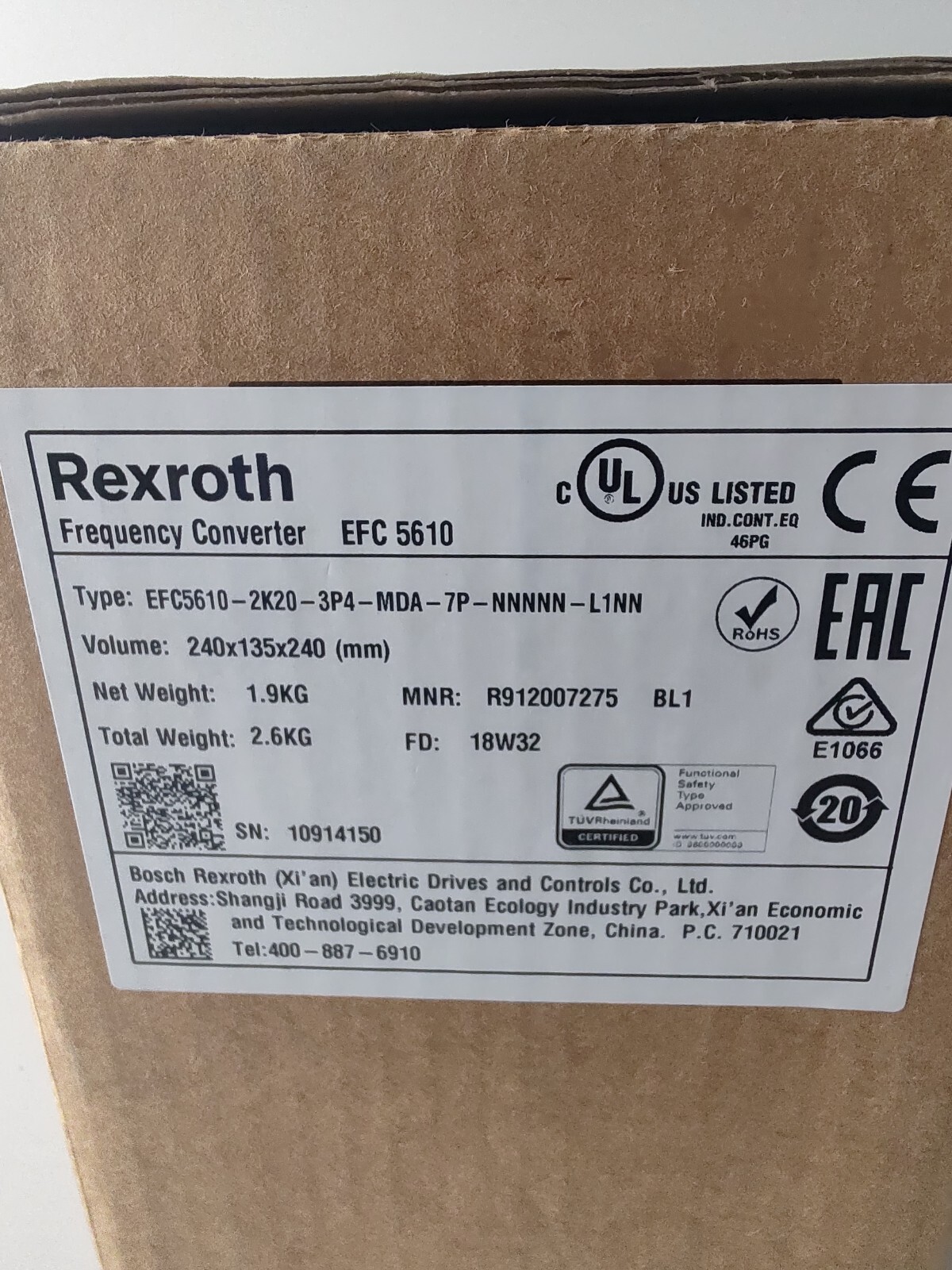 Rexroth EFC5610-2K20-3K20-3P4-MDA-7P-NNNNN-L1NN Frequency Converter R912007275