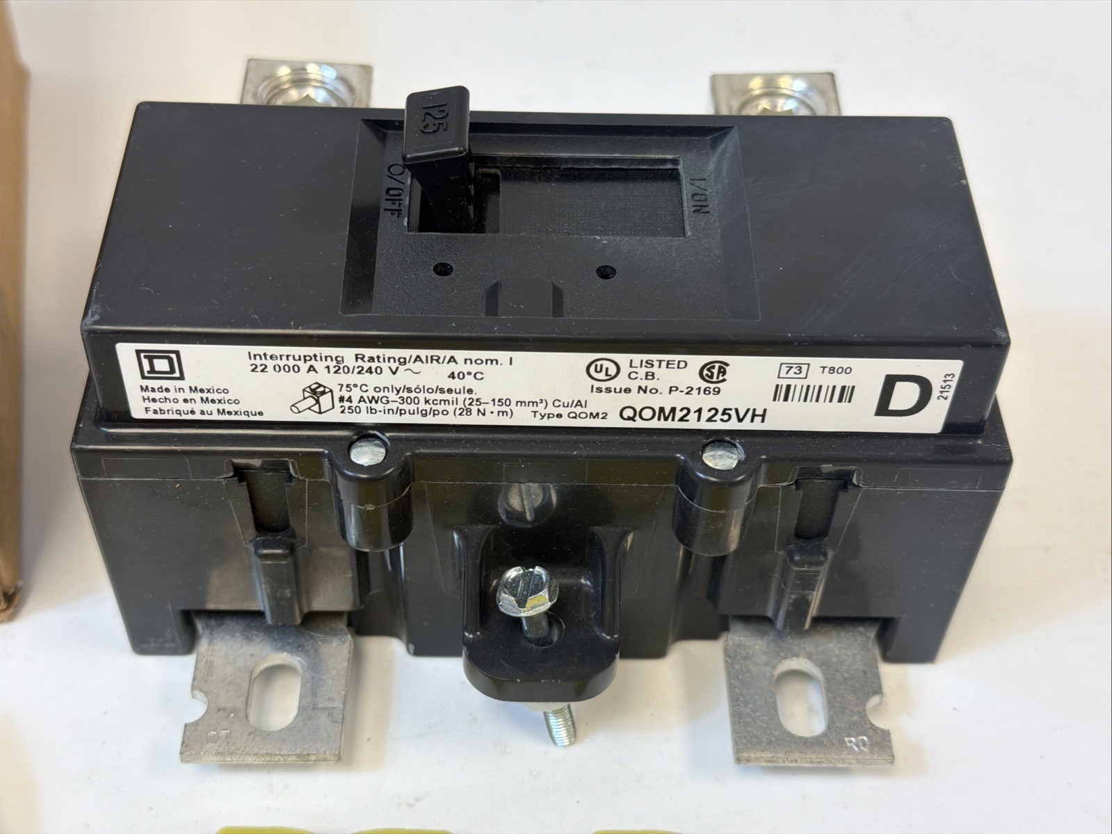 Square D QOM2125VH 125 Amp 2Pole 120/240V Main Circuit Breaker *NEW IN BOX*