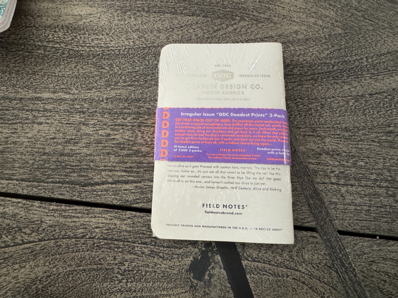 Field Notes Irregular Issue DDC Deader Print (DDC-054 No.4072 of 7,000)