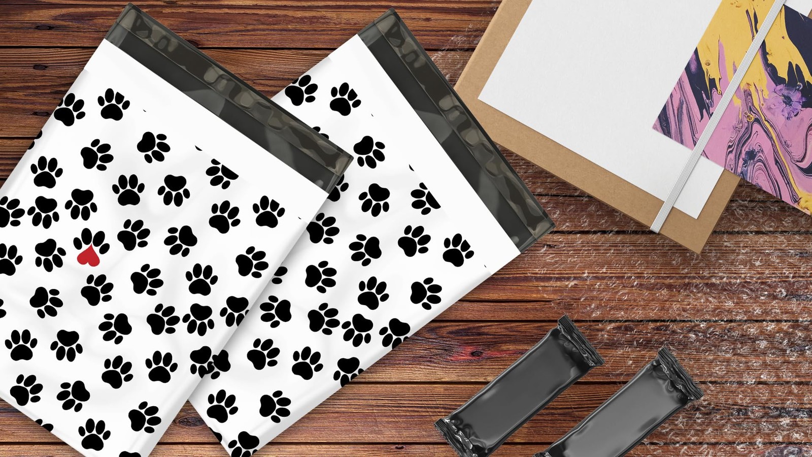 12×15 (50) Paw Prints Designer Poly Mailers Envelopes Premium Printed Bags