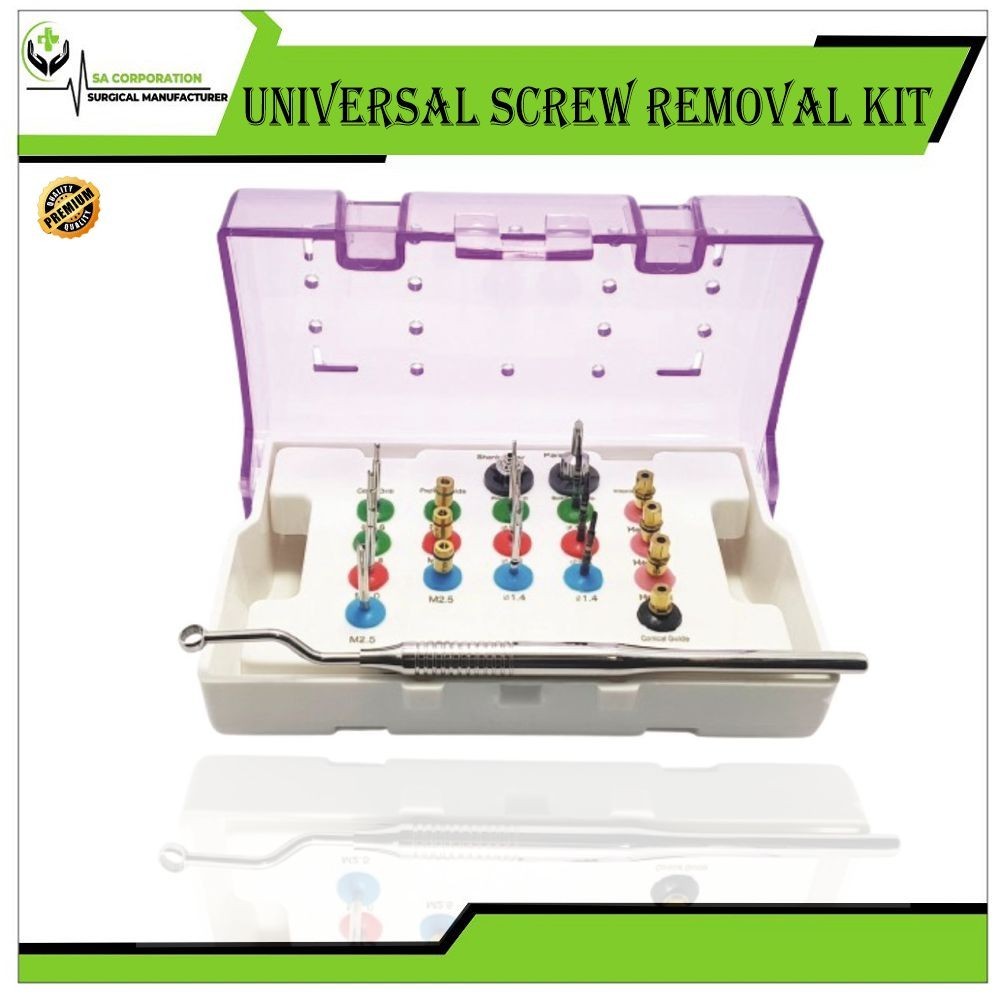 Implant Broken Fractured Screw Removal Kit Drill Guide Driver Remover Set