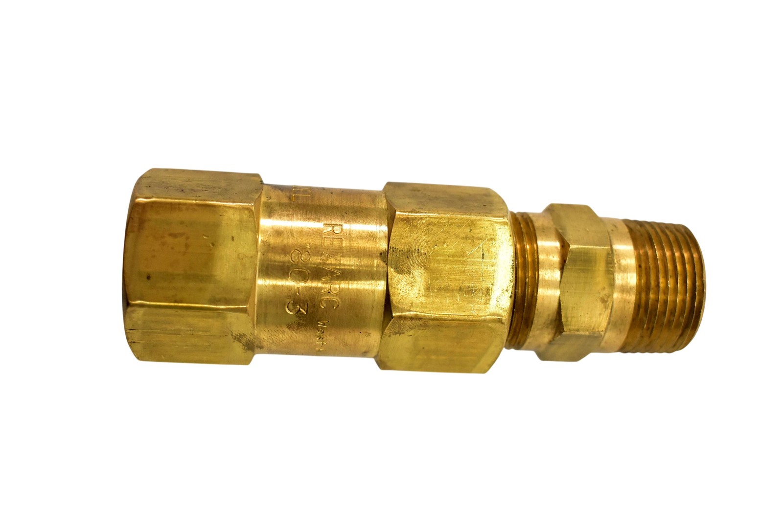 Rexarc 80-3Y Brass Check Valve Male to Female Flow 3000 PSI