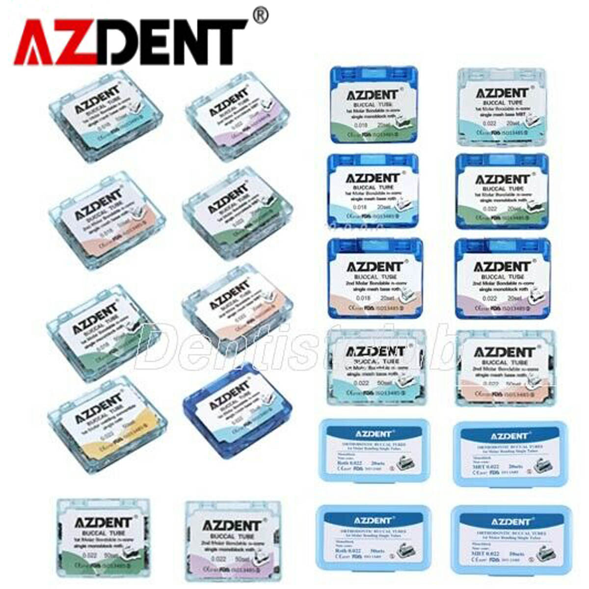 AZDENT Dental Orthodontic Buccal Tubes 1st Molar Bondable Non-Conv Roth /MBT.022