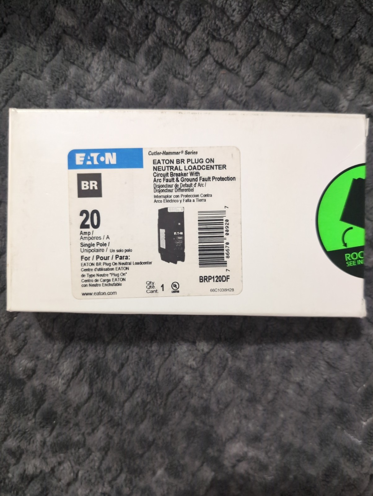 Eaton BRP120DF 120 20A 1-Pole Circuit Breaker