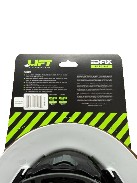 Lift Safety iDAX – Vented Hard Hat – WHITE Carbon HIDV-24CW