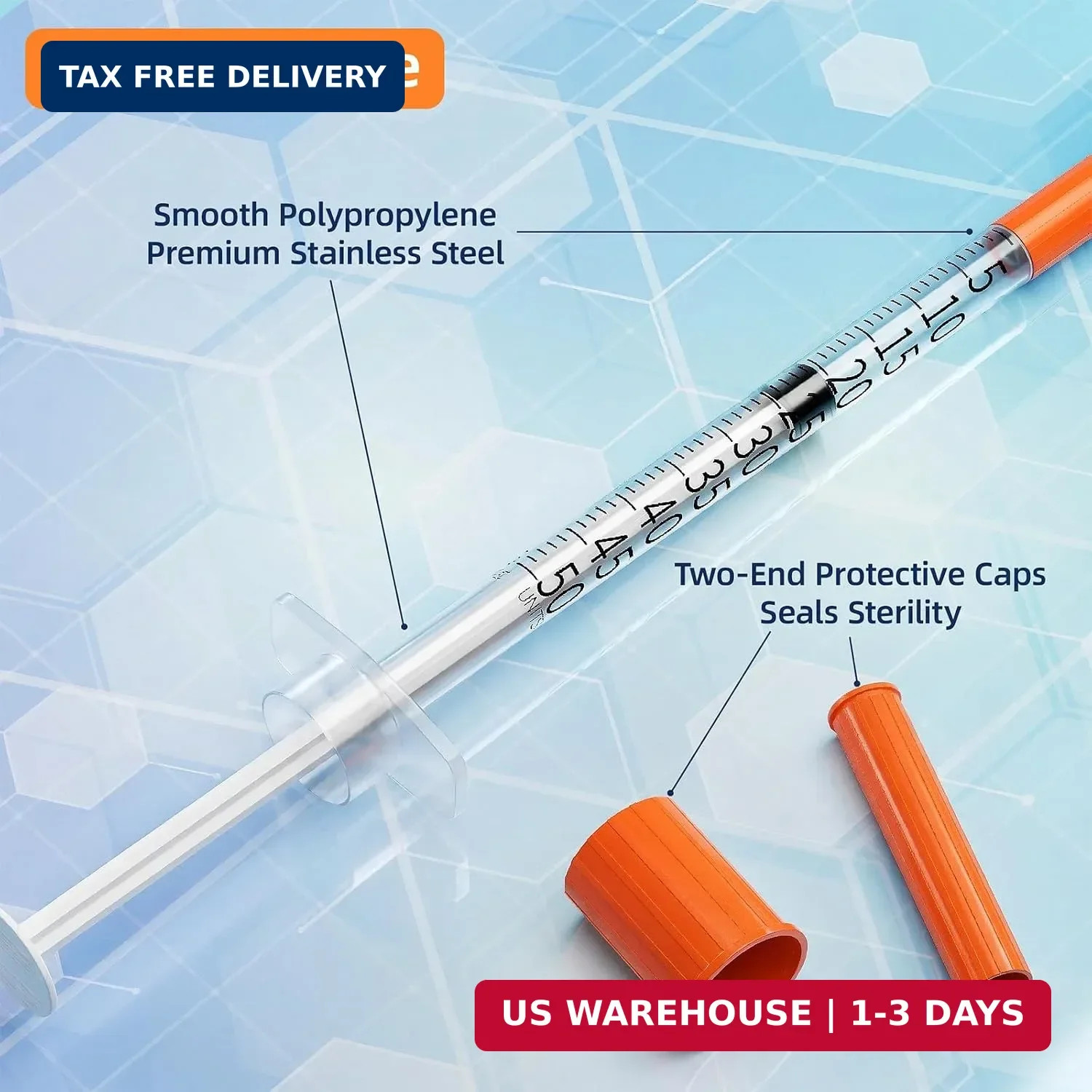 100 PACK 0.5ml/cc 31G 5/16″ 8mm, U-100
