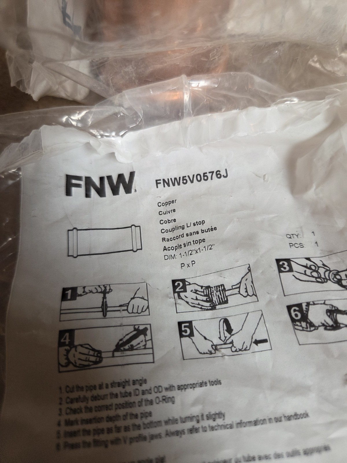 1-1/2″ ProPress Copper SLIP Coupling No-Stop – FNW Pro Press