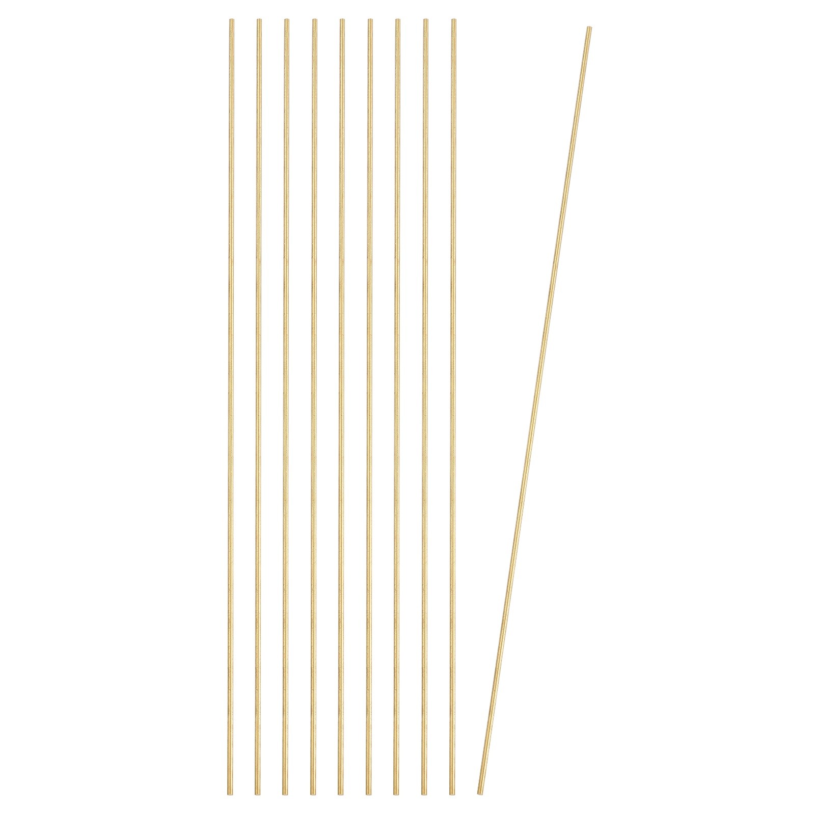10 Pcs 2mm Dia. 32cm / 12.6 Inch Length Round Brass Rods, Brassy
