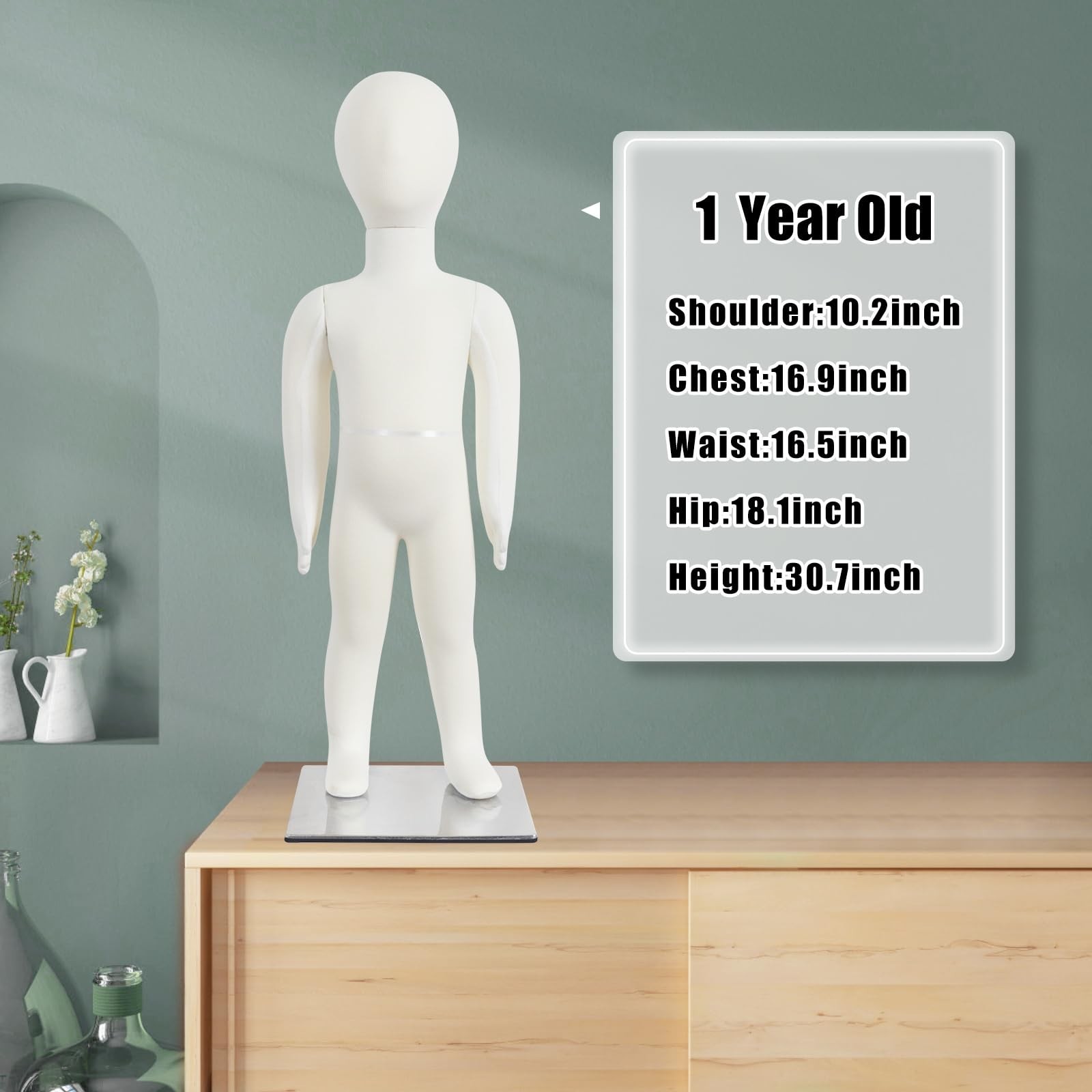 Kids Mannequin Child Dress Form Foam Flexible Full Body Manikin with Removabl…
