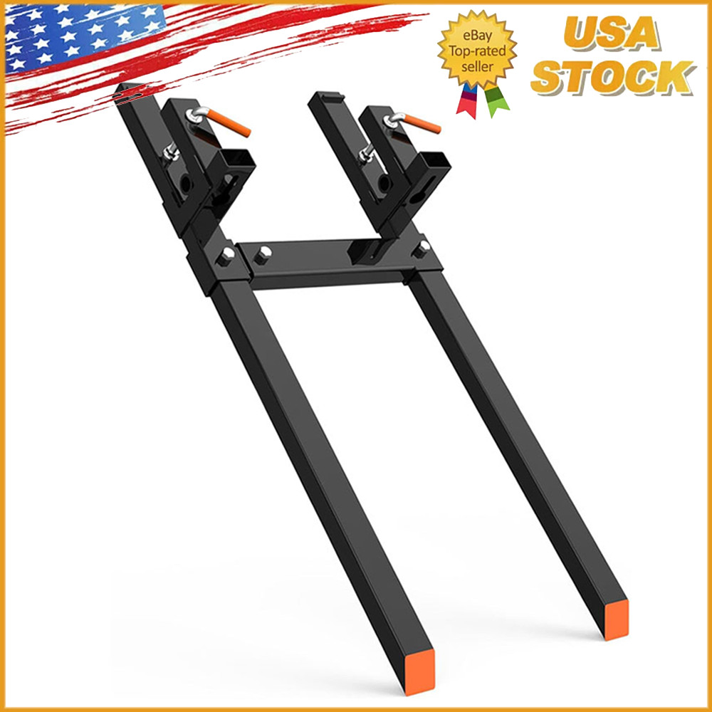 60″ Clamp on Pallet Forks 4000 LBS Bucket Fork with Adjustable Stabilizer Bar