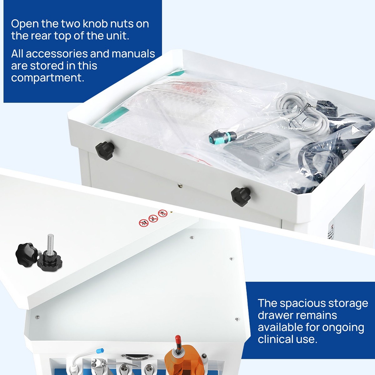 Portable Dental Mobile Delivery Unit with Air Compressor Curing Light Scaler