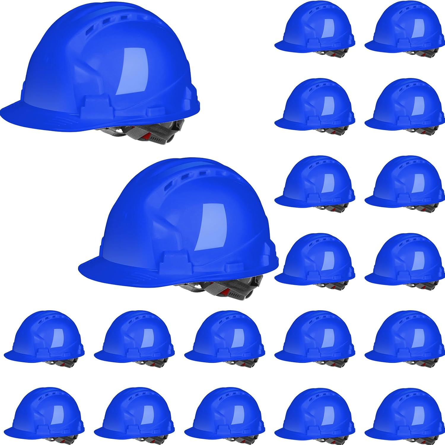 20 Pack 4 Pt. Suspension Hard Hat Bulk Safety Helmets ABS Ratchet Hard Hats Adju