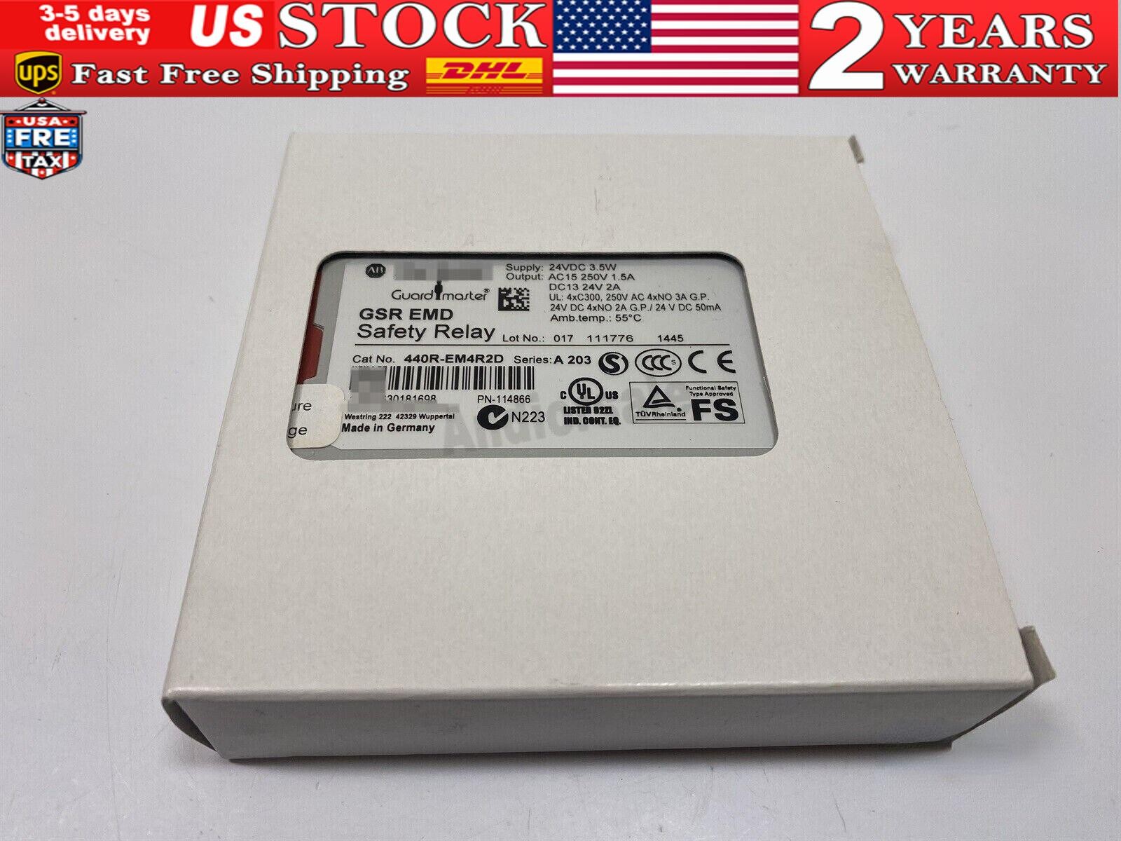 New Allen Bradley 440R-EM4R2D /A Safety Relay GuardMaster GSR Delayed Output Exp