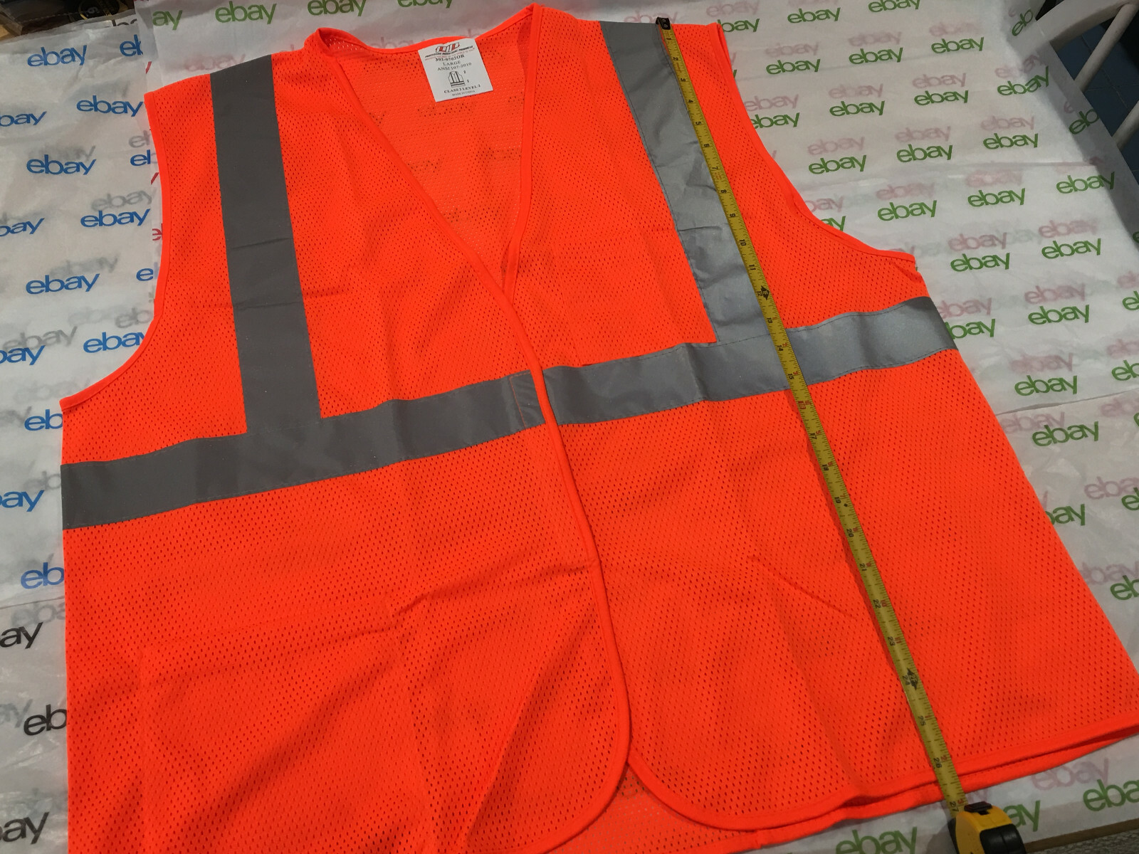 PIP Florescent Orange Safety Mesh Vest Silver w/ Reflective Stripes Men’s L