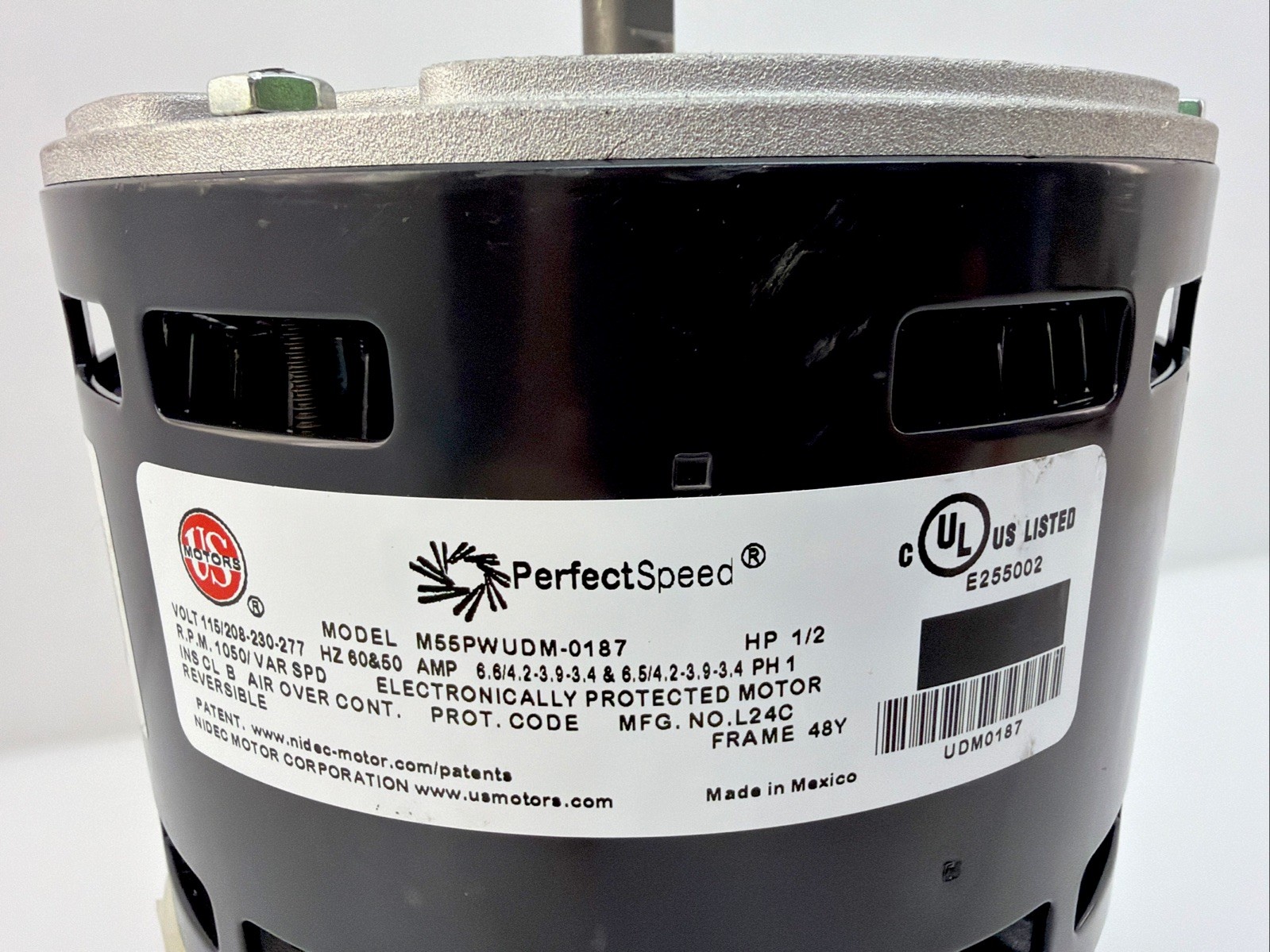 Nidec US Motors PerfectSpeed 1/2HP ECM Motor M55PWUDM-0187 1050RPM 115V 230V 277