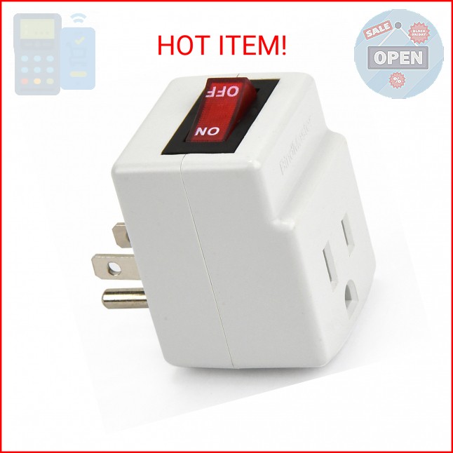 3 Prong Grounded Single Port Power Adapter for Outlet with Indicator Lighted On/