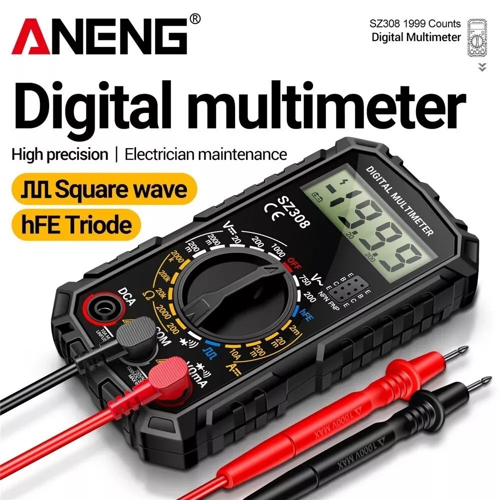 LCD Digital Multimeter Voltmeter Ammeter Ohmmeter Volt AC DC Tester Leads Meter