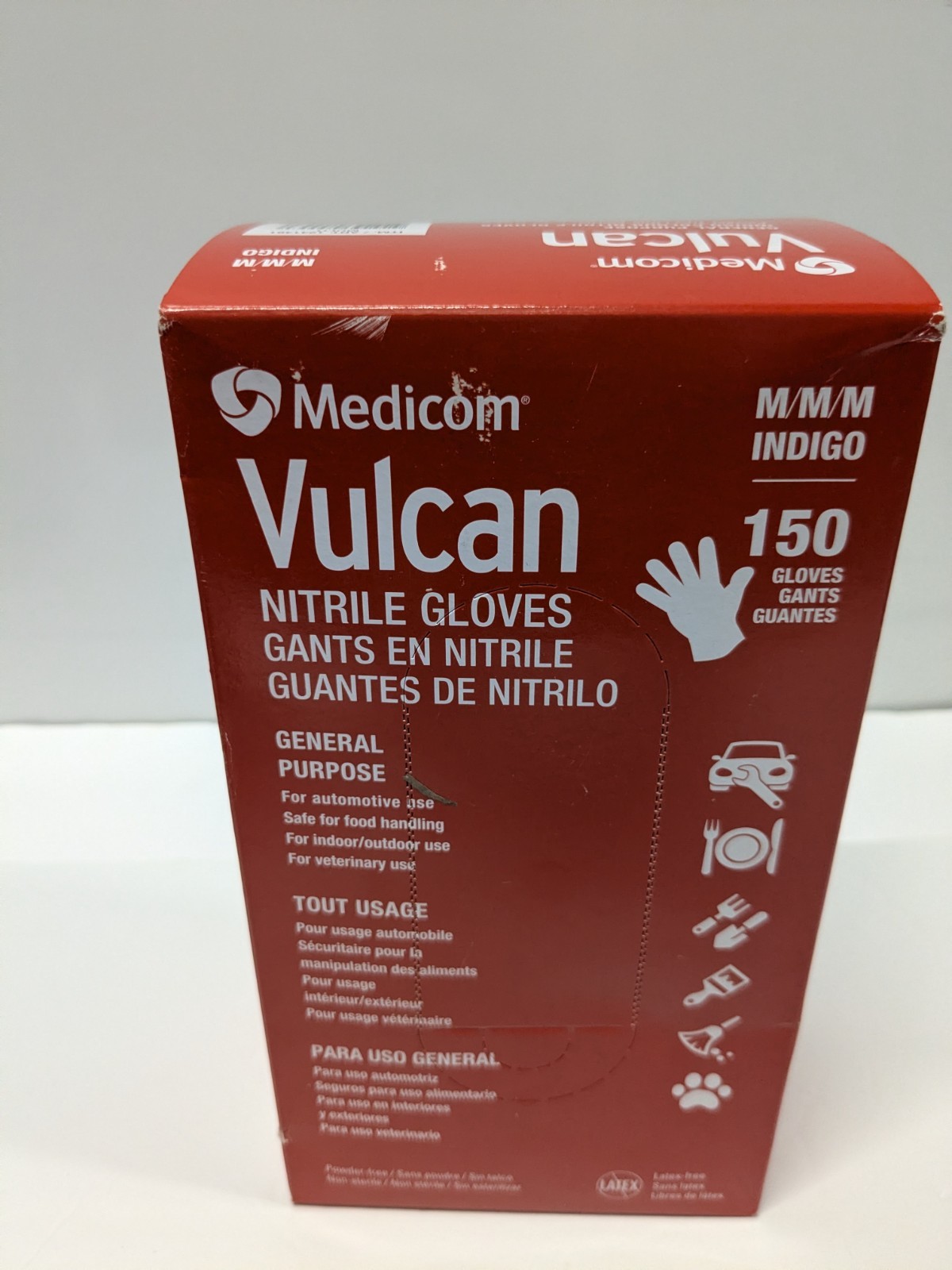 Medicom Vulcan Nitrile Gloves Indigo Medium M 150 Count Box General Purpose