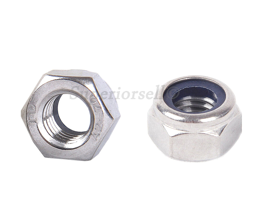 M4 M5 M6 M8 M10 M12 Hex Nyloc Nylon Insert Locking Nuts – SUS201 Stainless Steel