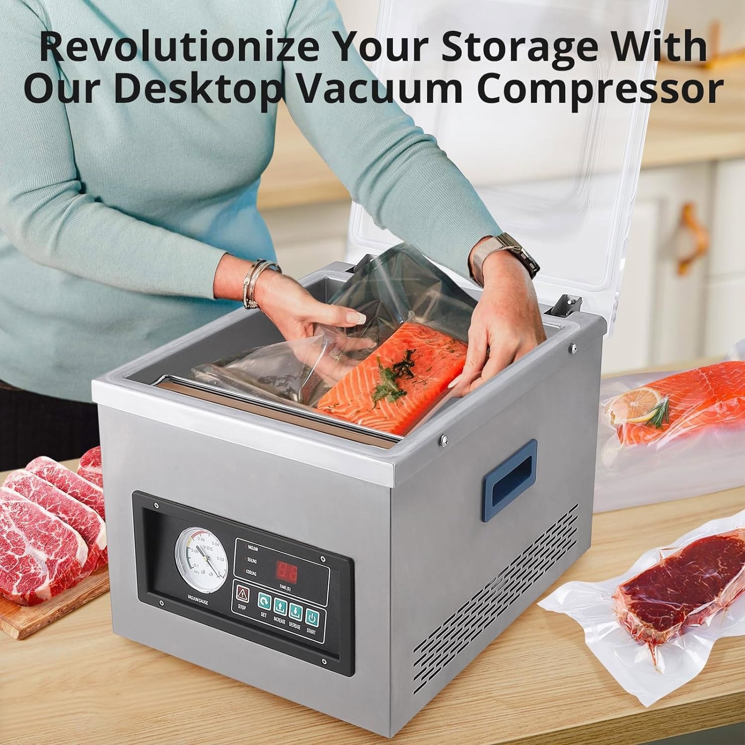 Garvee 12″ Chamber Vacuum Sealer 6.5 m³/h Automatic Stainless Steel Commercial