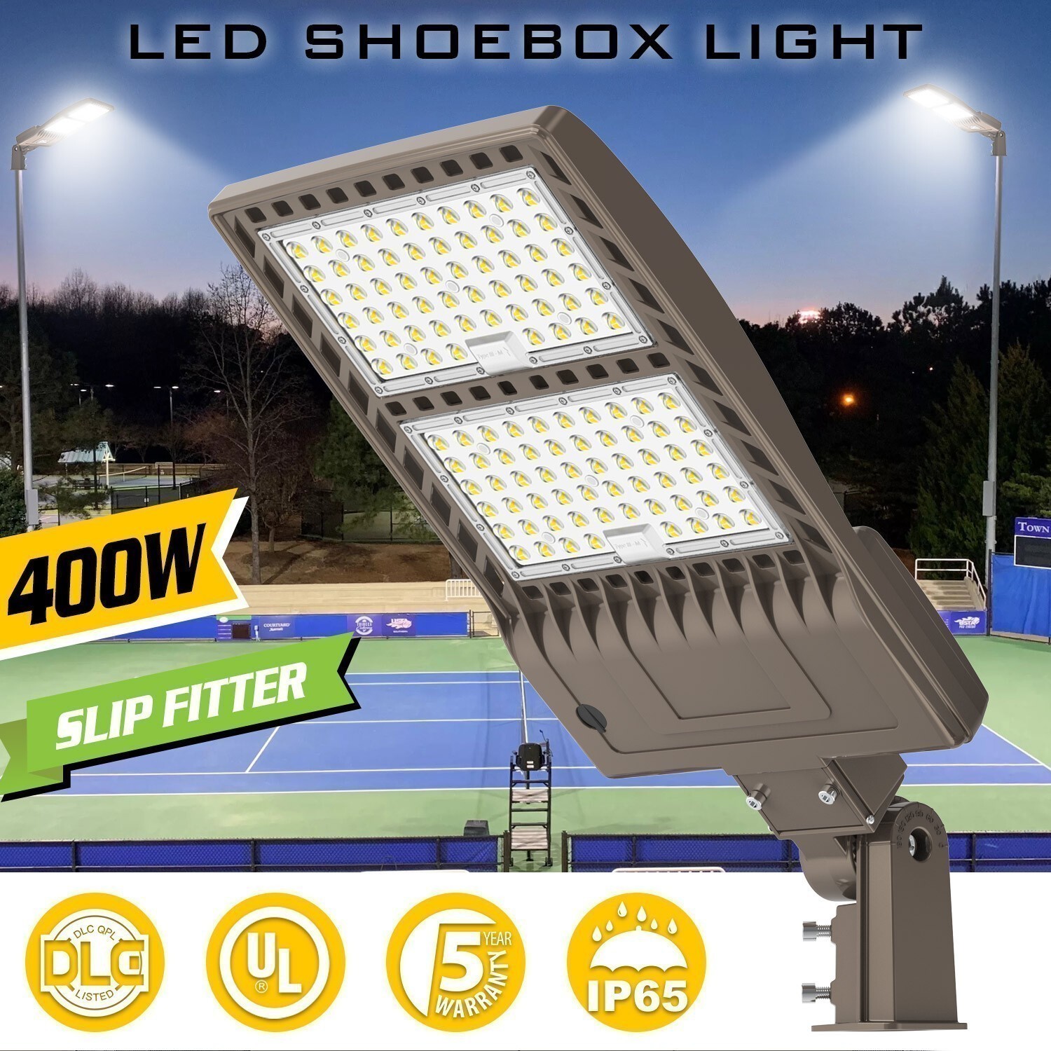 400W LED Parking Lot Pole Light Commercial Shoebox Fixture Super Bright 60000LM