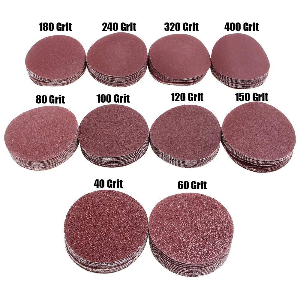100 Pack 2 Inch Sanding Discs Kit 40 60 80 100 120 150 180 240 320 400 Grit