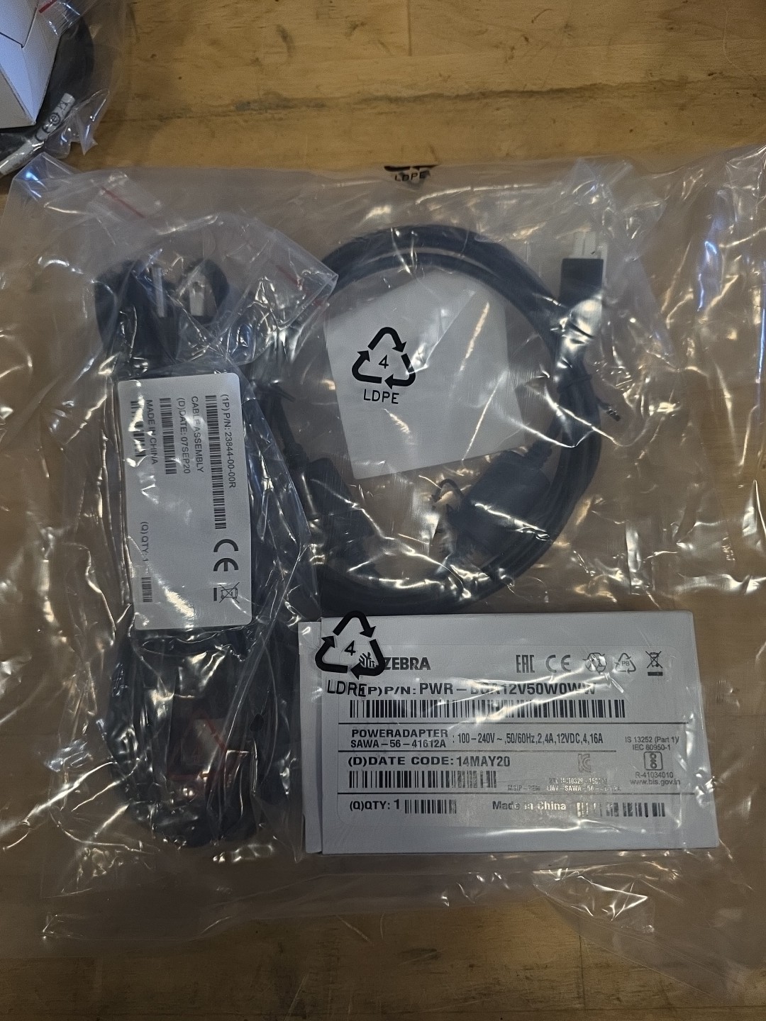 ZEBRA POWER ADAPTER PWR-BGA12V50W0WW W/CBL-DC-388A1-01 CABLE POWER SUPPLY OEM