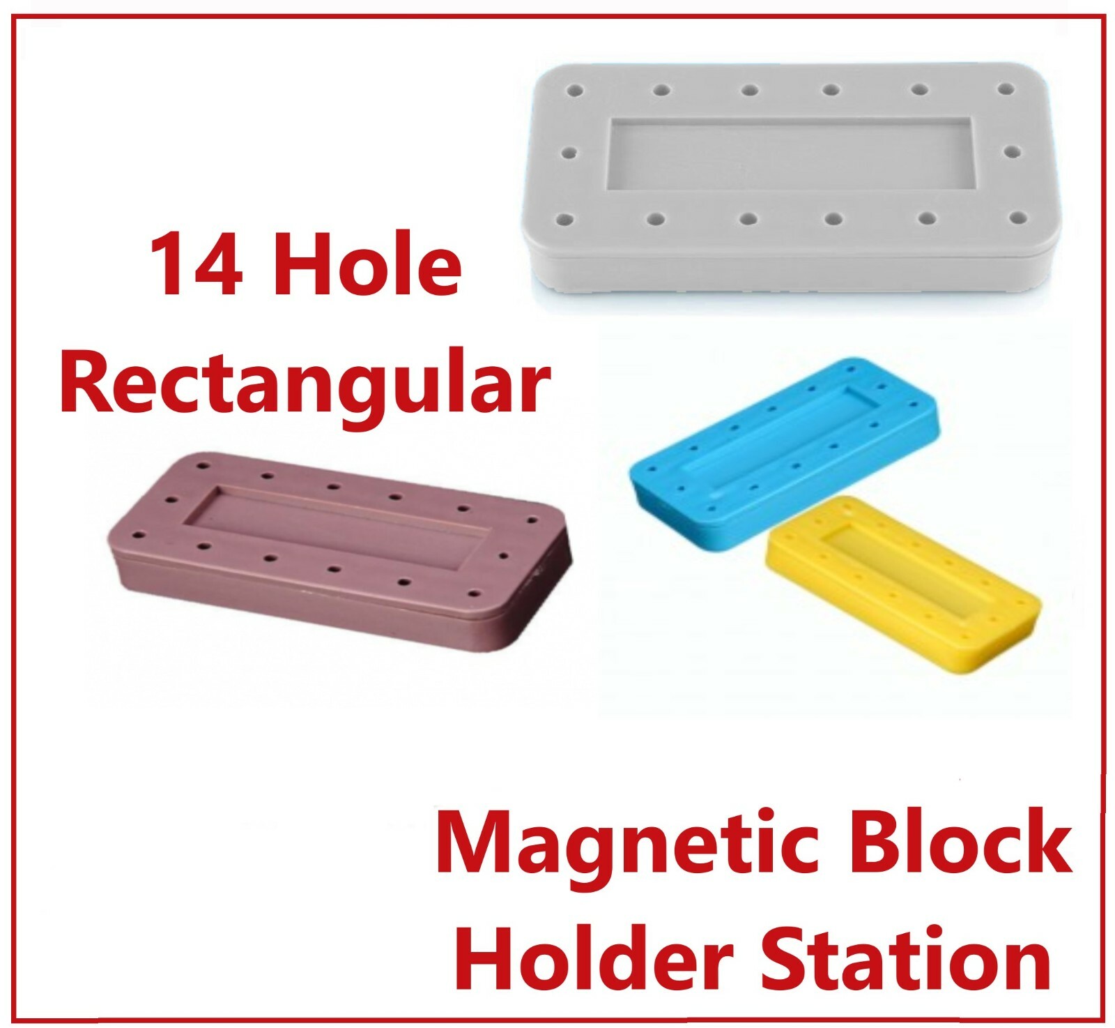 Magnetic Round Dental Lab Bur Block with Cover FG & RA, FGOS, 7 / 14 / 28 Holes