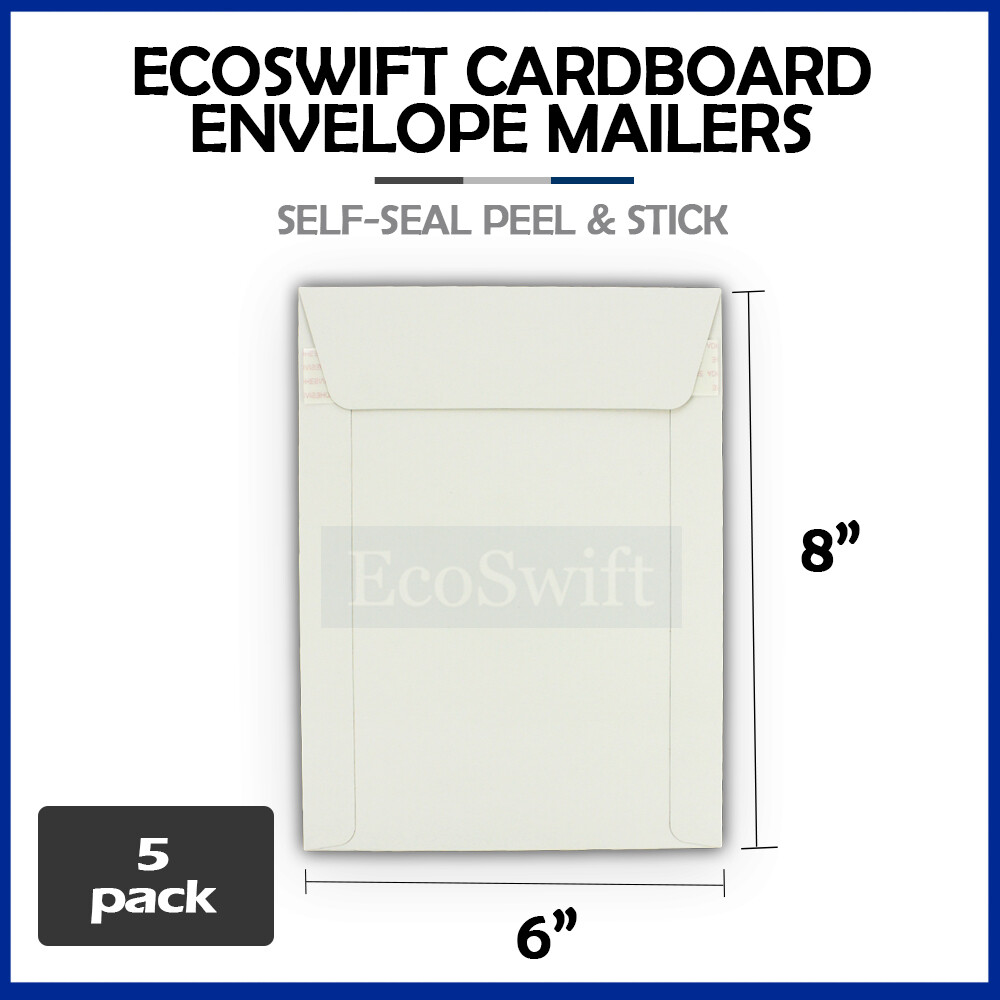 5 6 x 8 EcoSwift White CD/DVD Photo Ship Flats Cardboard Envelope Mailer Mailers