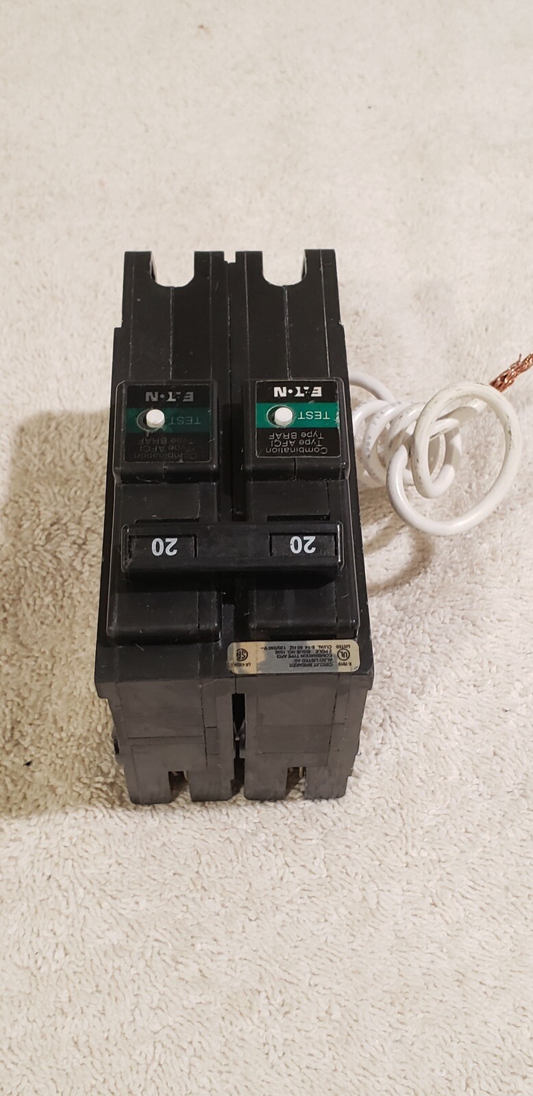 Eaton BRL220CAF 2P 20A Plug-In Arc Fault Circuit Breaker