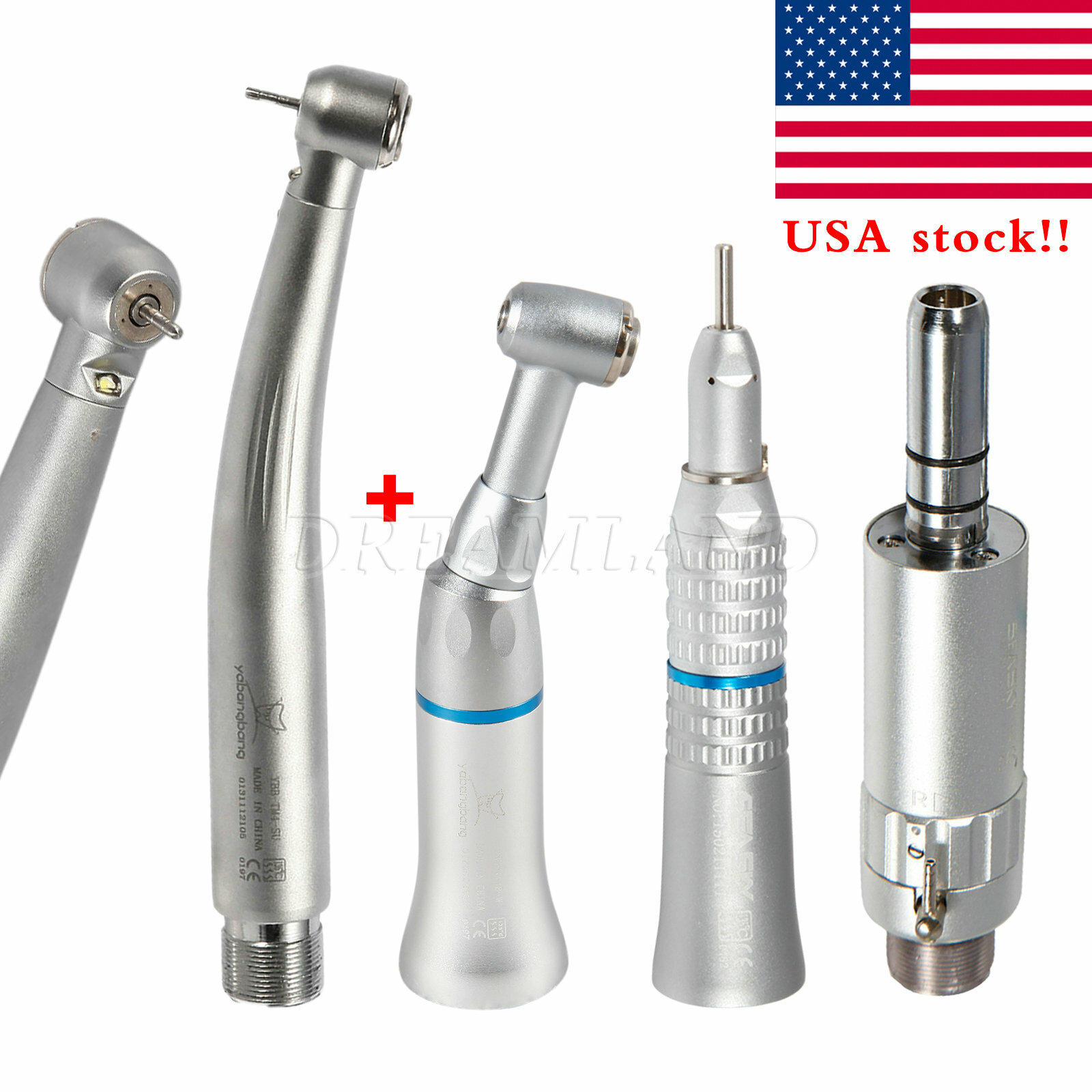 Dental E-generator LED High Speed/Low Speed Handpiece 4/2Hole Turbine kit BJ