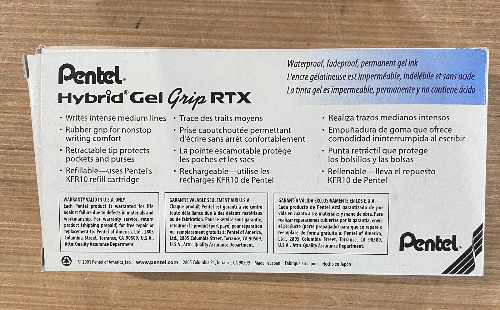 Pentel Hybrid 1.0 mm Gel Grip RTX Blue Ink Roller Ball Pens (12 Count) K160C
